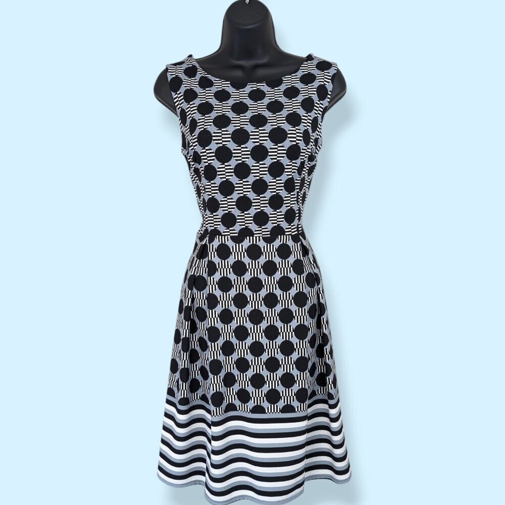 Abstract Black & Blue A-Line Dress